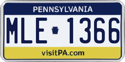 PA license plate MLE1366