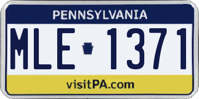 PA license plate MLE1371