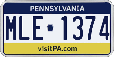 PA license plate MLE1374