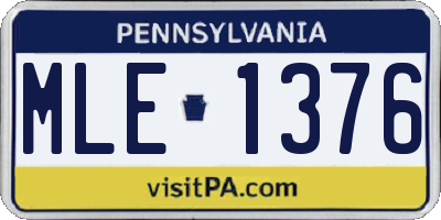 PA license plate MLE1376