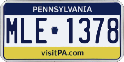 PA license plate MLE1378