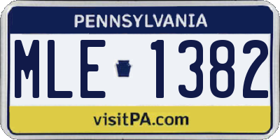 PA license plate MLE1382
