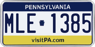 PA license plate MLE1385