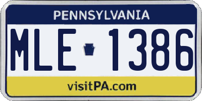PA license plate MLE1386
