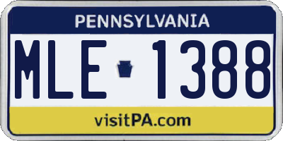 PA license plate MLE1388