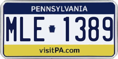 PA license plate MLE1389