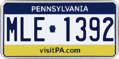 PA license plate MLE1392