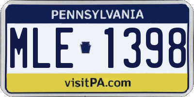 PA license plate MLE1398
