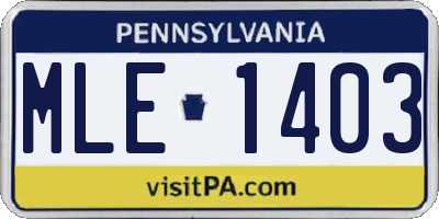 PA license plate MLE1403