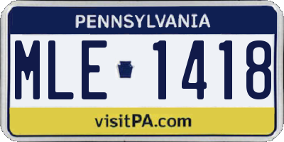 PA license plate MLE1418