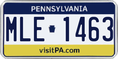 PA license plate MLE1463
