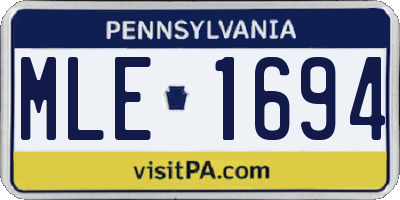 PA license plate MLE1694