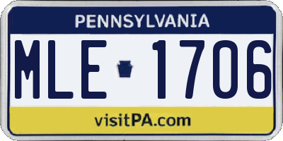 PA license plate MLE1706