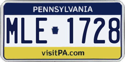 PA license plate MLE1728