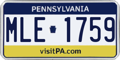 PA license plate MLE1759