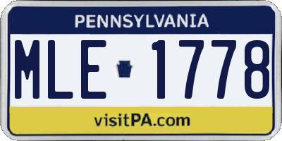 PA license plate MLE1778