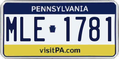 PA license plate MLE1781