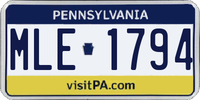 PA license plate MLE1794