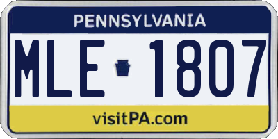 PA license plate MLE1807