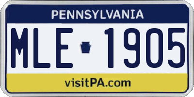 PA license plate MLE1905