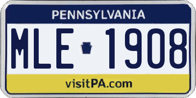 PA license plate MLE1908