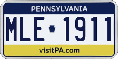 PA license plate MLE1911