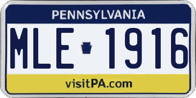 PA license plate MLE1916