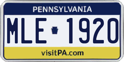 PA license plate MLE1920