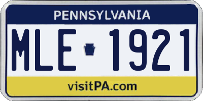 PA license plate MLE1921