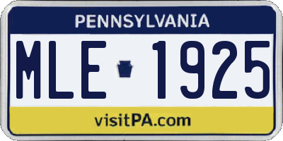 PA license plate MLE1925