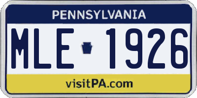 PA license plate MLE1926