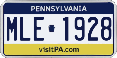 PA license plate MLE1928