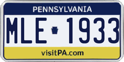 PA license plate MLE1933