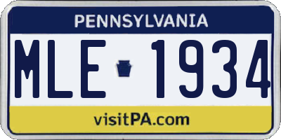 PA license plate MLE1934