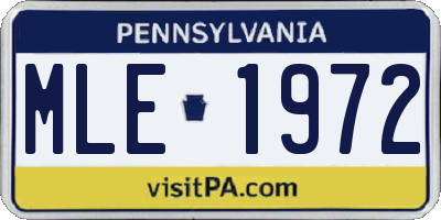 PA license plate MLE1972