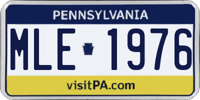 PA license plate MLE1976