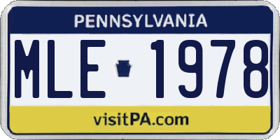 PA license plate MLE1978