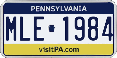 PA license plate MLE1984