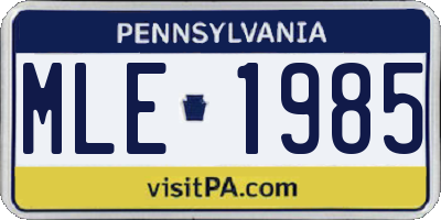 PA license plate MLE1985