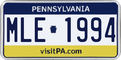 PA license plate MLE1994