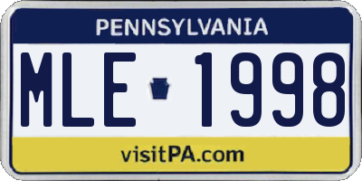 PA license plate MLE1998