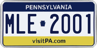 PA license plate MLE2001