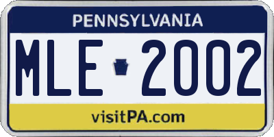 PA license plate MLE2002