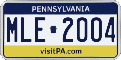 PA license plate MLE2004