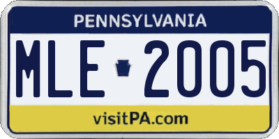 PA license plate MLE2005