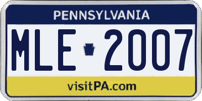 PA license plate MLE2007
