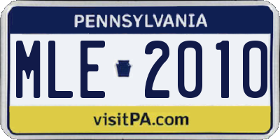 PA license plate MLE2010