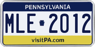 PA license plate MLE2012