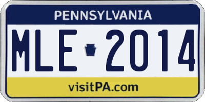 PA license plate MLE2014