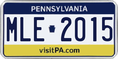 PA license plate MLE2015